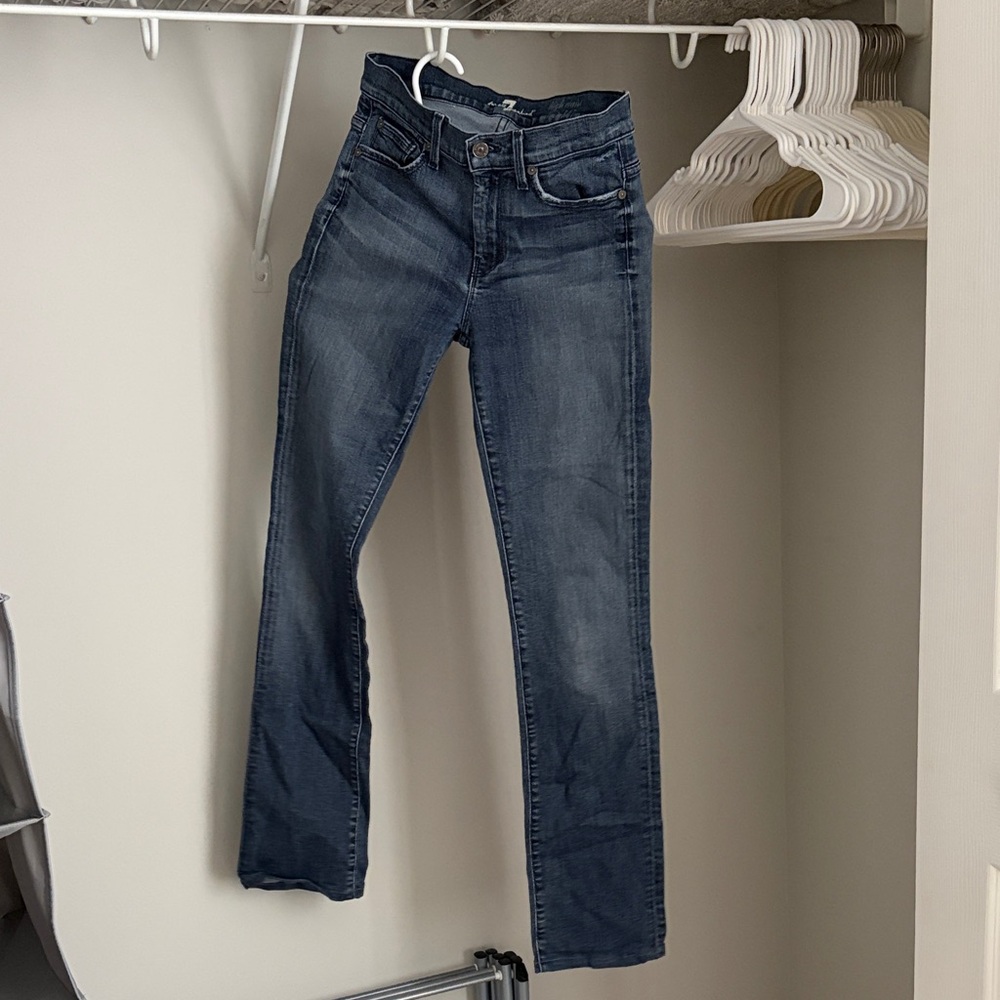 7 For All Mankind Dark Blue Straight Leg Jeans